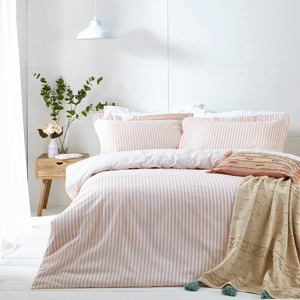 Yard Hebden Melange Blush Stripe Duvet Cover Set